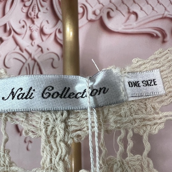 Nali Collection white Cotton Crochet Fringe Sleeveless Cardigan - Picture 4 of 9